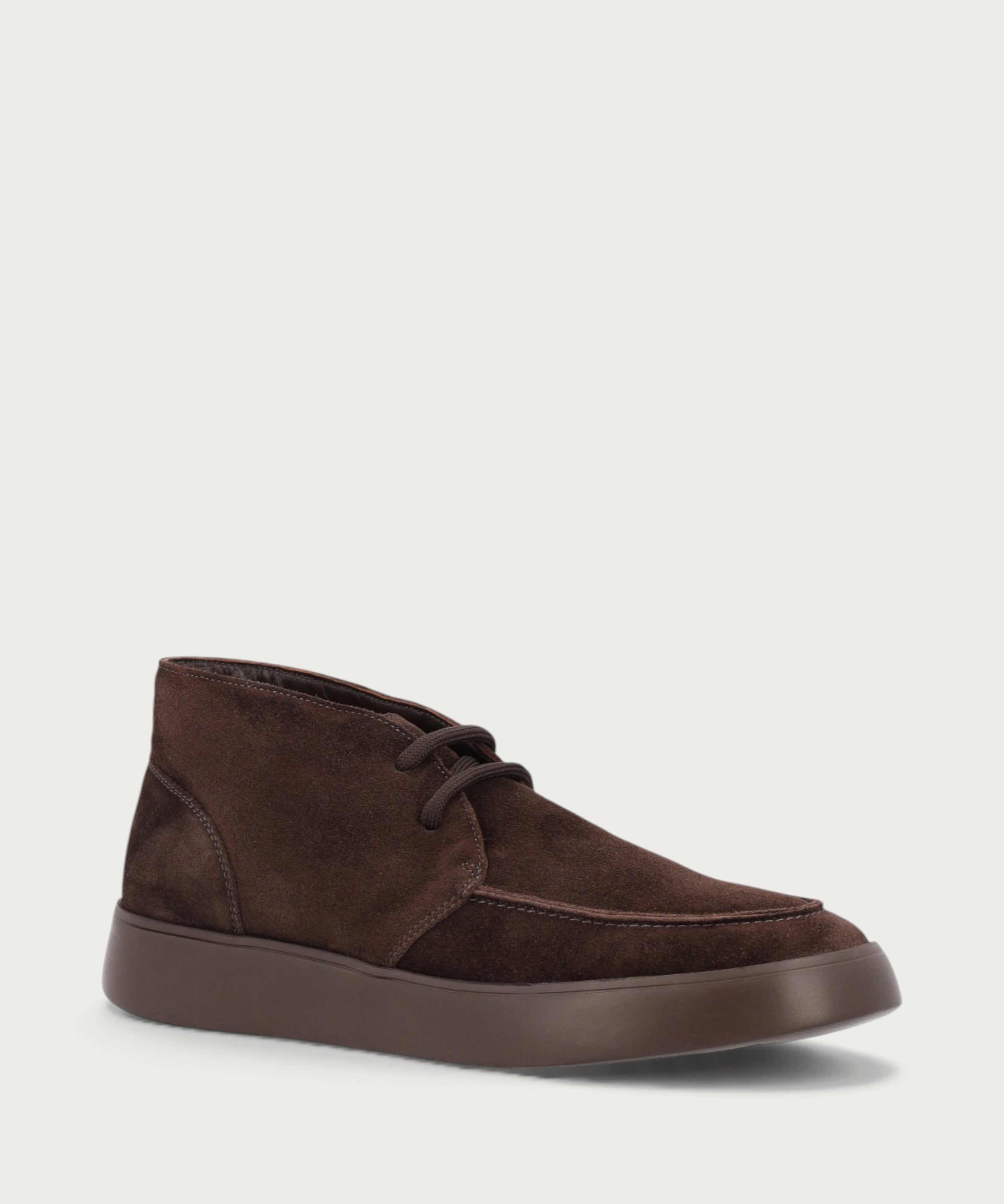 Herren-Ankle-Boots aus Veloursleder in Dunkelbraun mit hoher Sohle
