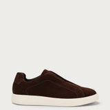 Men's basic brown suede slip-ons with chunky sole