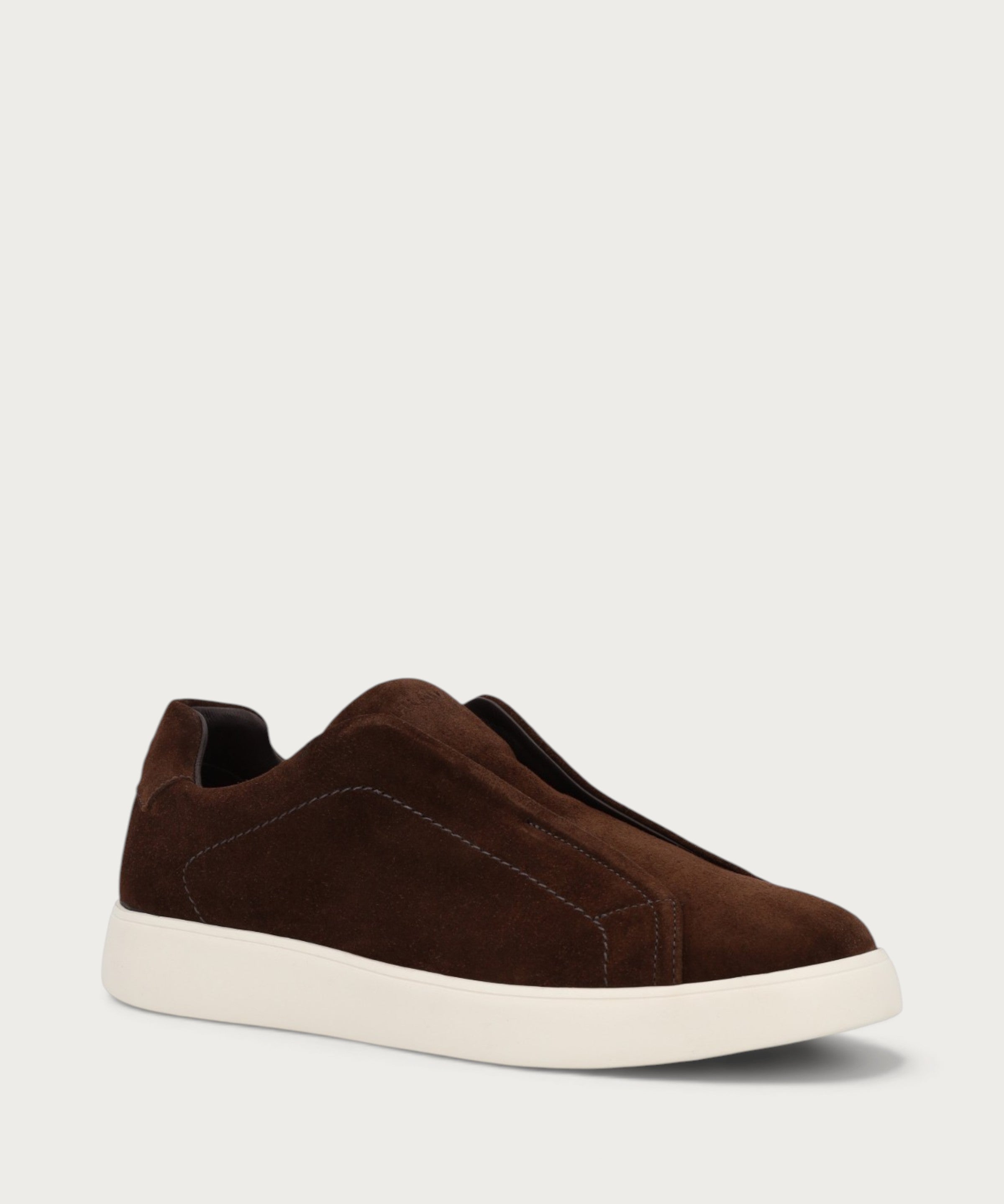 Men's basic brown suede slip-ons with chunky sole