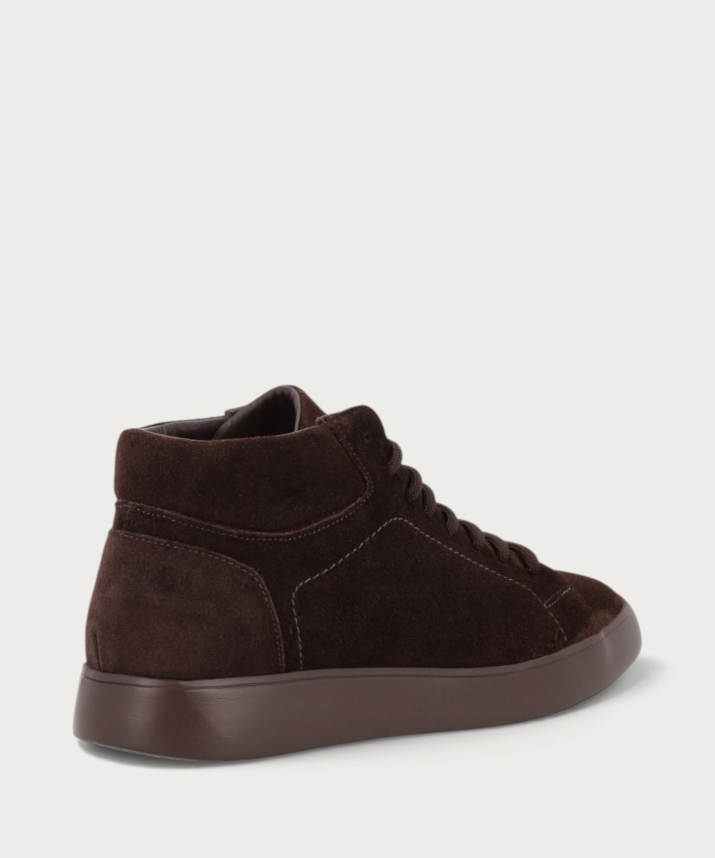 Men's sporty high-top lace-up ankle boots in dark brown suede
