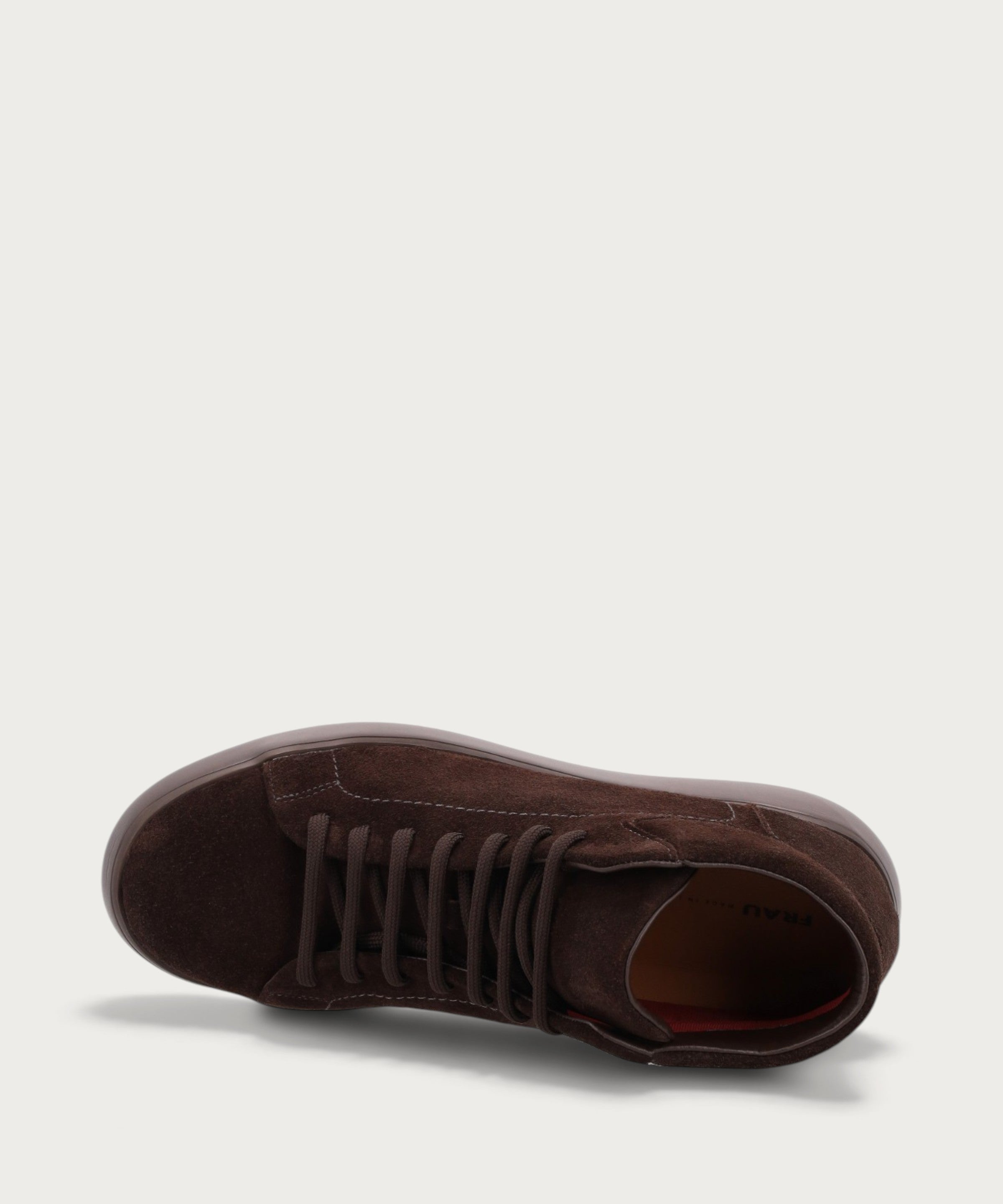 Men's sporty high-top lace-up ankle boots in dark brown suede