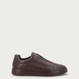 Men's basic dark brown leather slip-ons with chunky sole