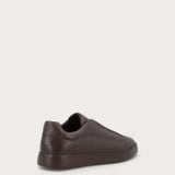 Men's basic dark brown leather slip-ons with chunky sole