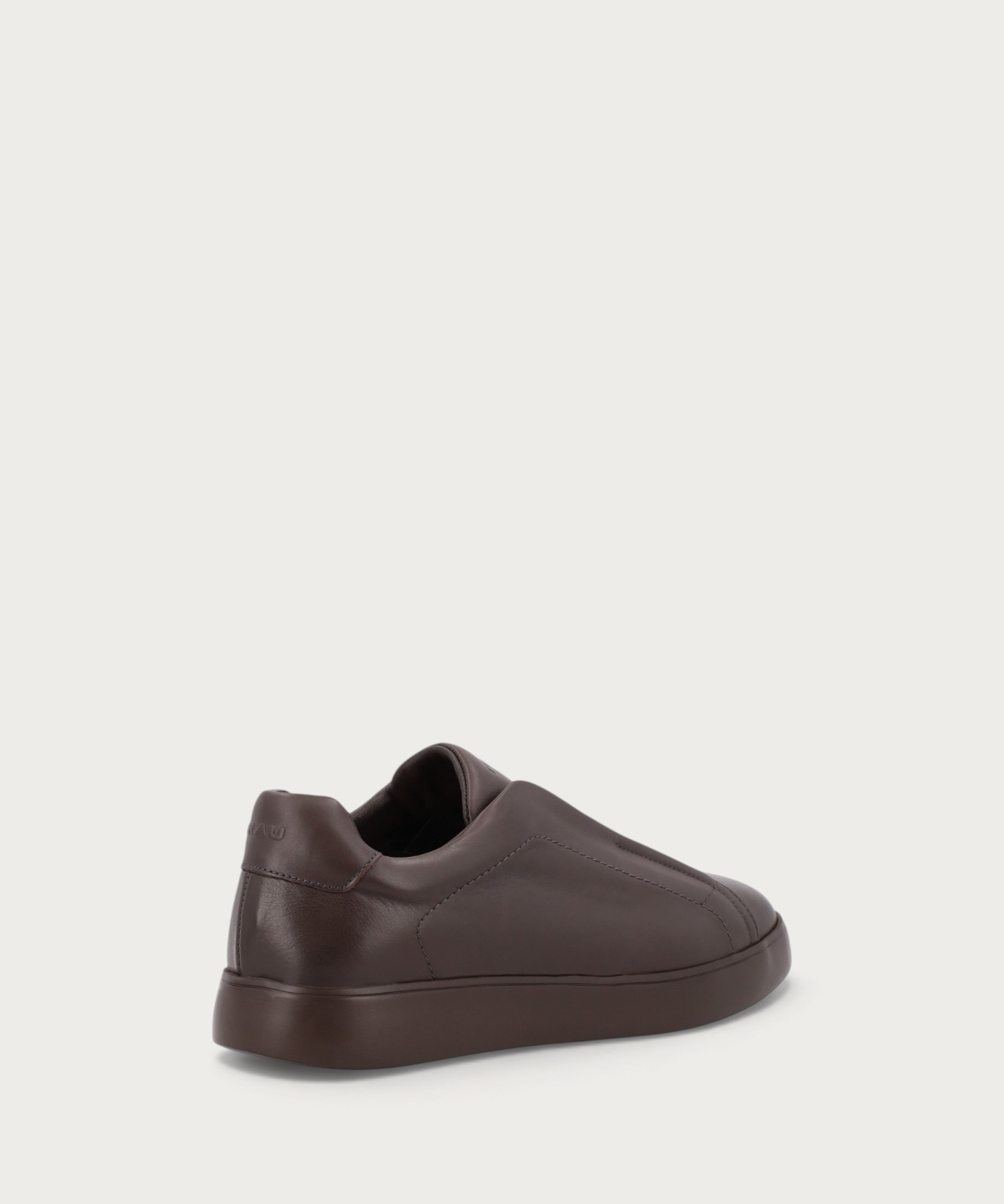 Men's basic dark brown leather slip-ons with chunky sole