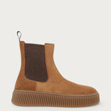 Sportlich-lässige Damen-Beatle-Boots aus Veloursleder in Hellbraun
