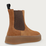 Sportlich-lässige Damen-Beatle-Boots aus Veloursleder in Hellbraun