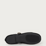 Black pony-hair leather ballet flats with strap