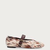 Animal-print pony-hair-effect leather ballet flats with strap