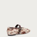 Animal-print pony-hair-effect leather ballet flats with strap