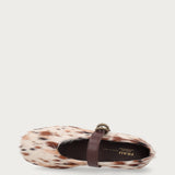 Animal-print pony-hair-effect leather ballet flats with strap