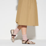 Animal-print pony-hair-effect leather ballet flats with strap