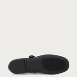 Black vintage leather ballet flats with strap