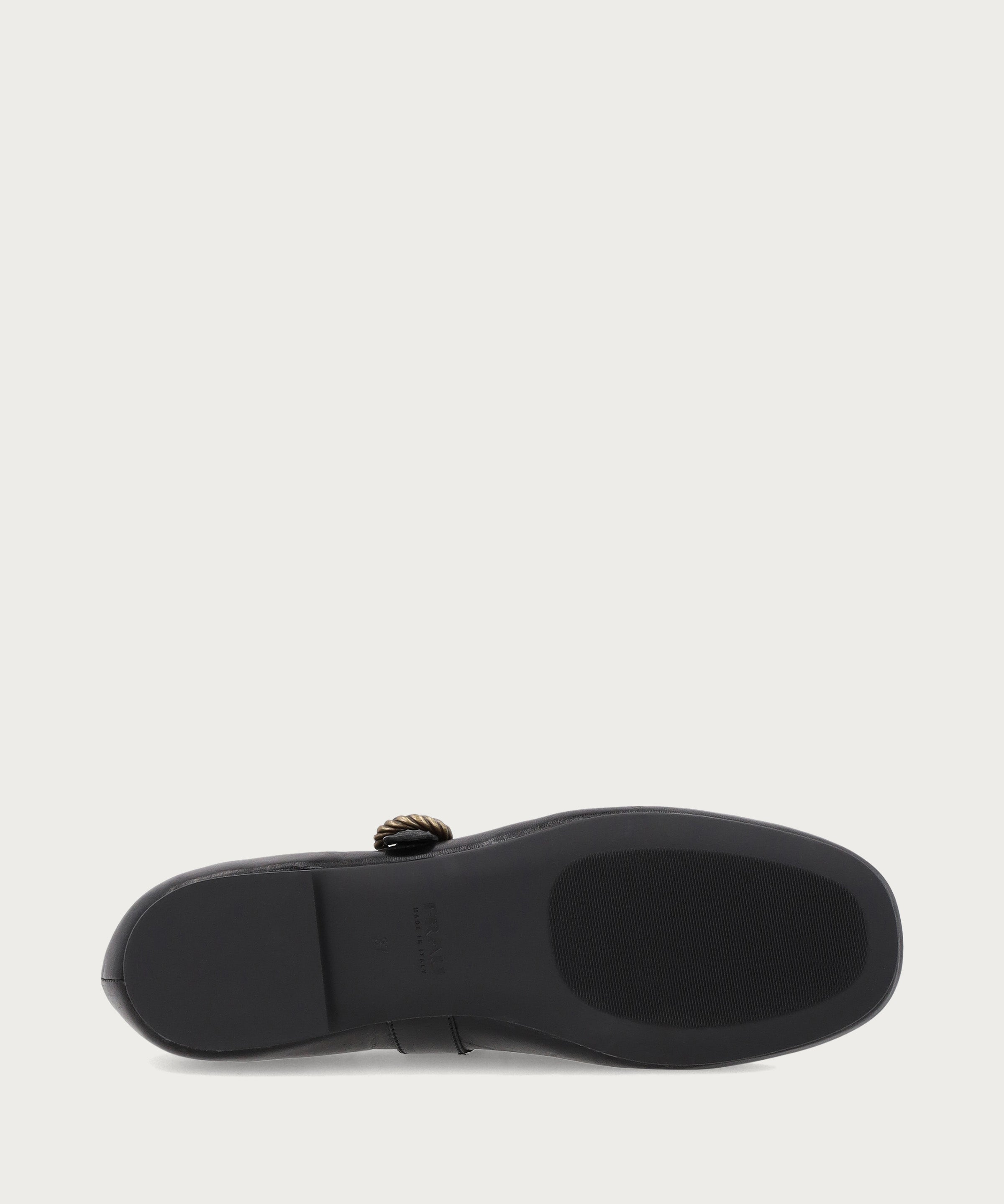 Black vintage leather ballet flats with strap
