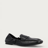 Mocassino morbido donna in pelle vintage nera