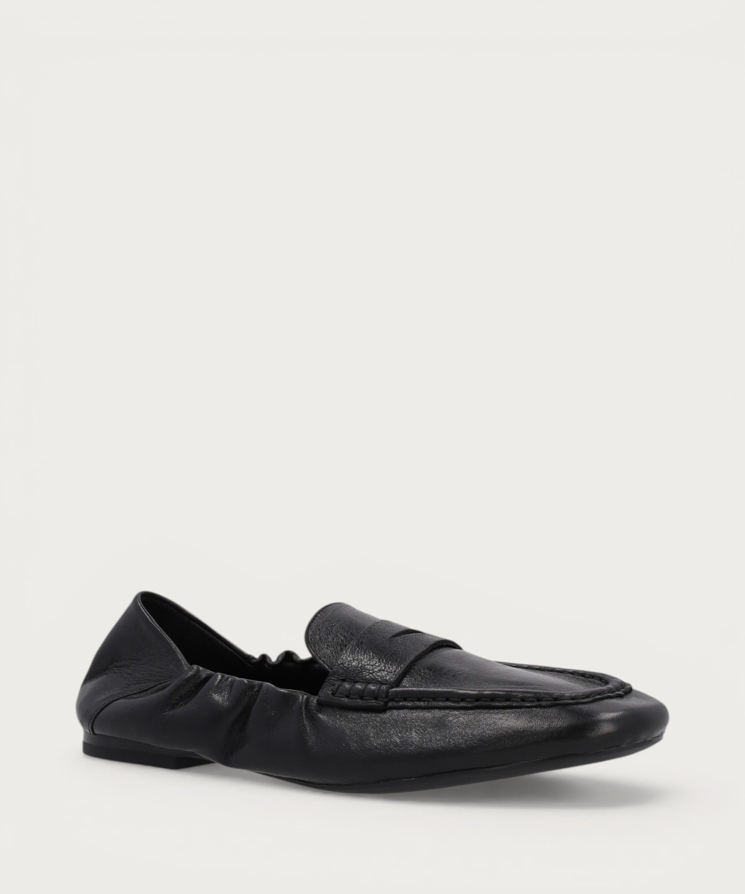 Women's soft black vintage leather loafers