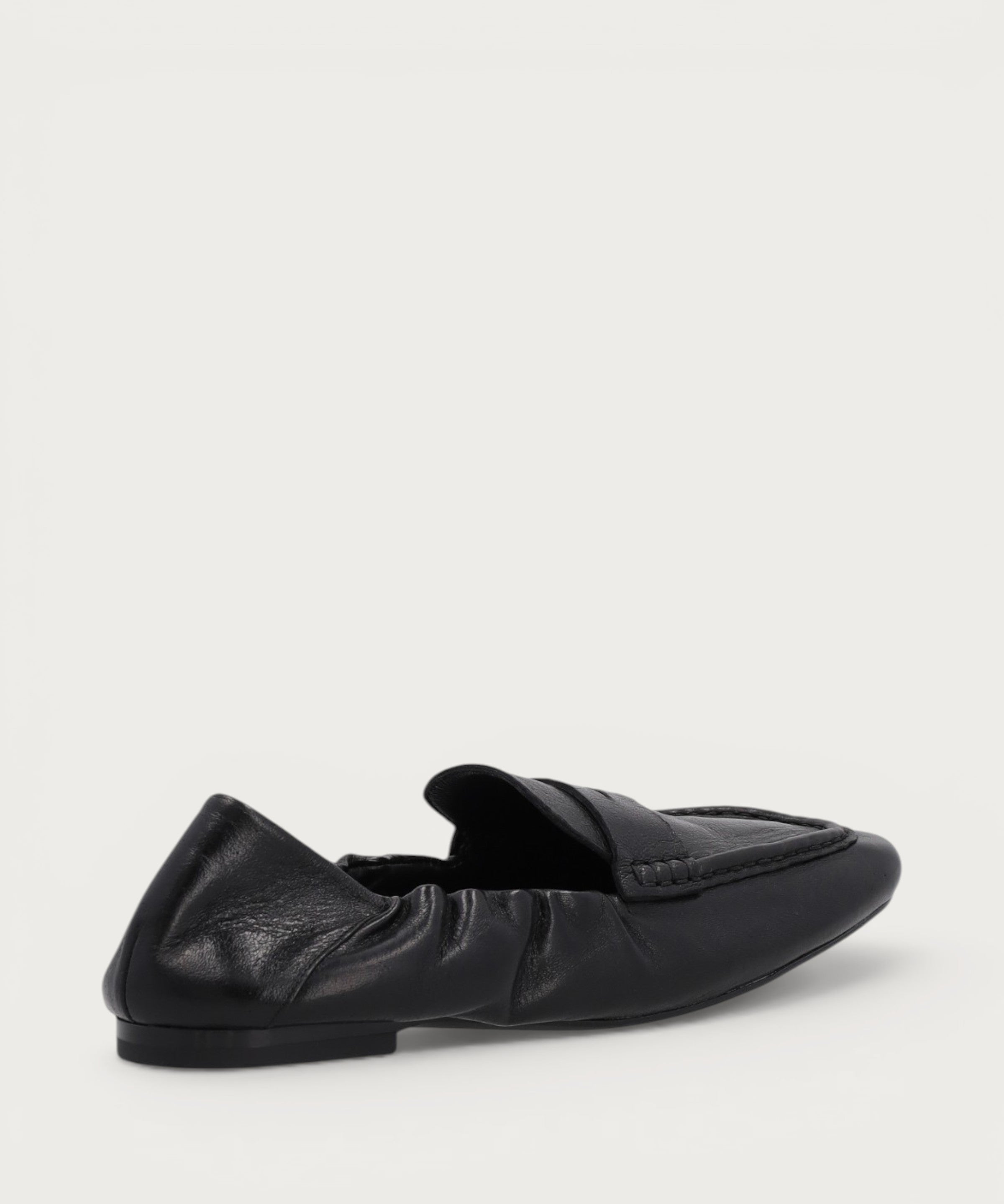 Women's soft black vintage leather loafers