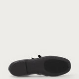 Black vintage leather double-strap ballet flats