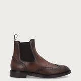 Beatle-Boots im Schwalbenschwanz-Design aus aerografiertem Leder in Braun