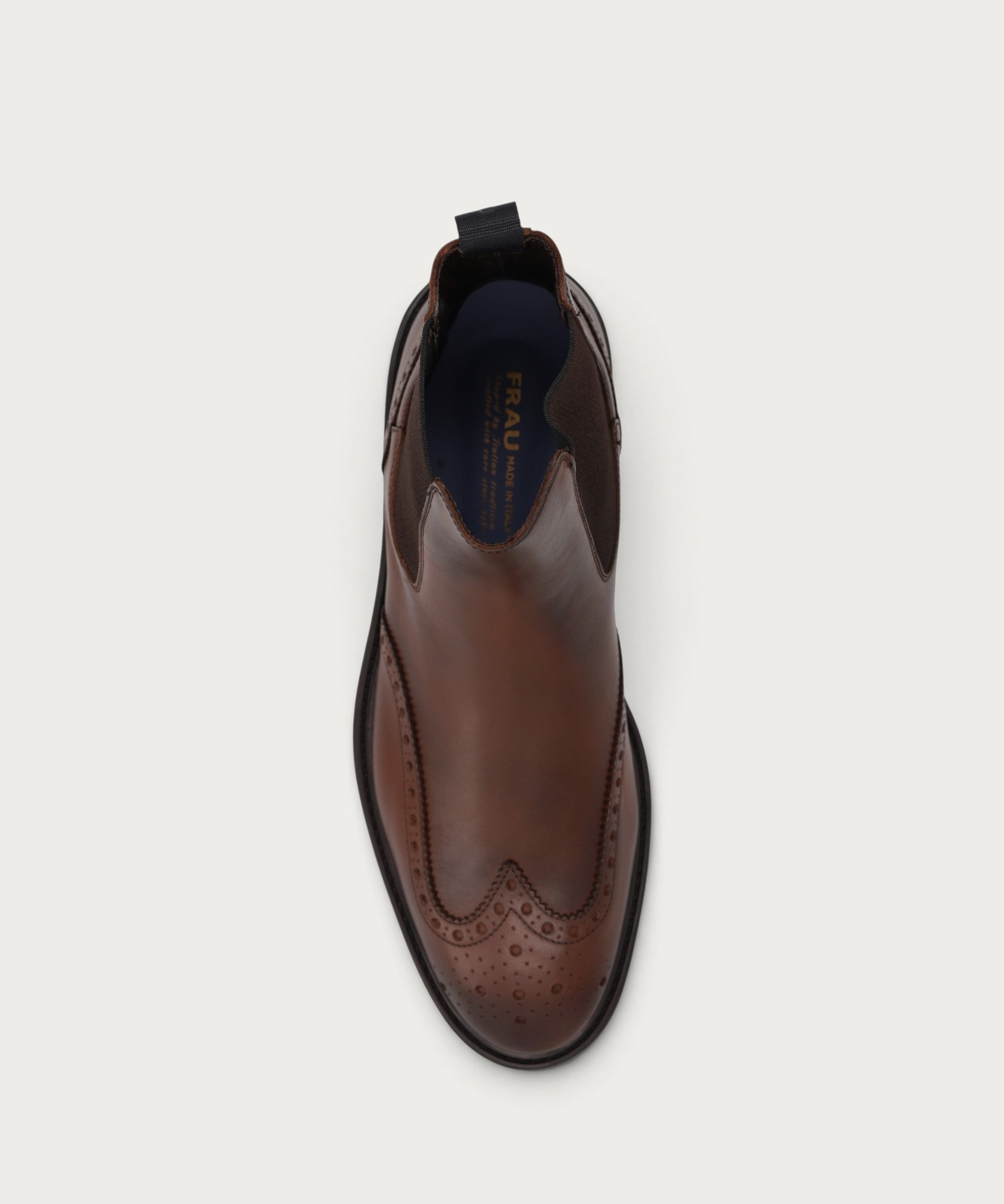 Men’s airbrushed brown leather Beatle boots with wing-tip design