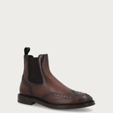 Beatle-Boots im Schwalbenschwanz-Design aus aerografiertem Leder in Braun