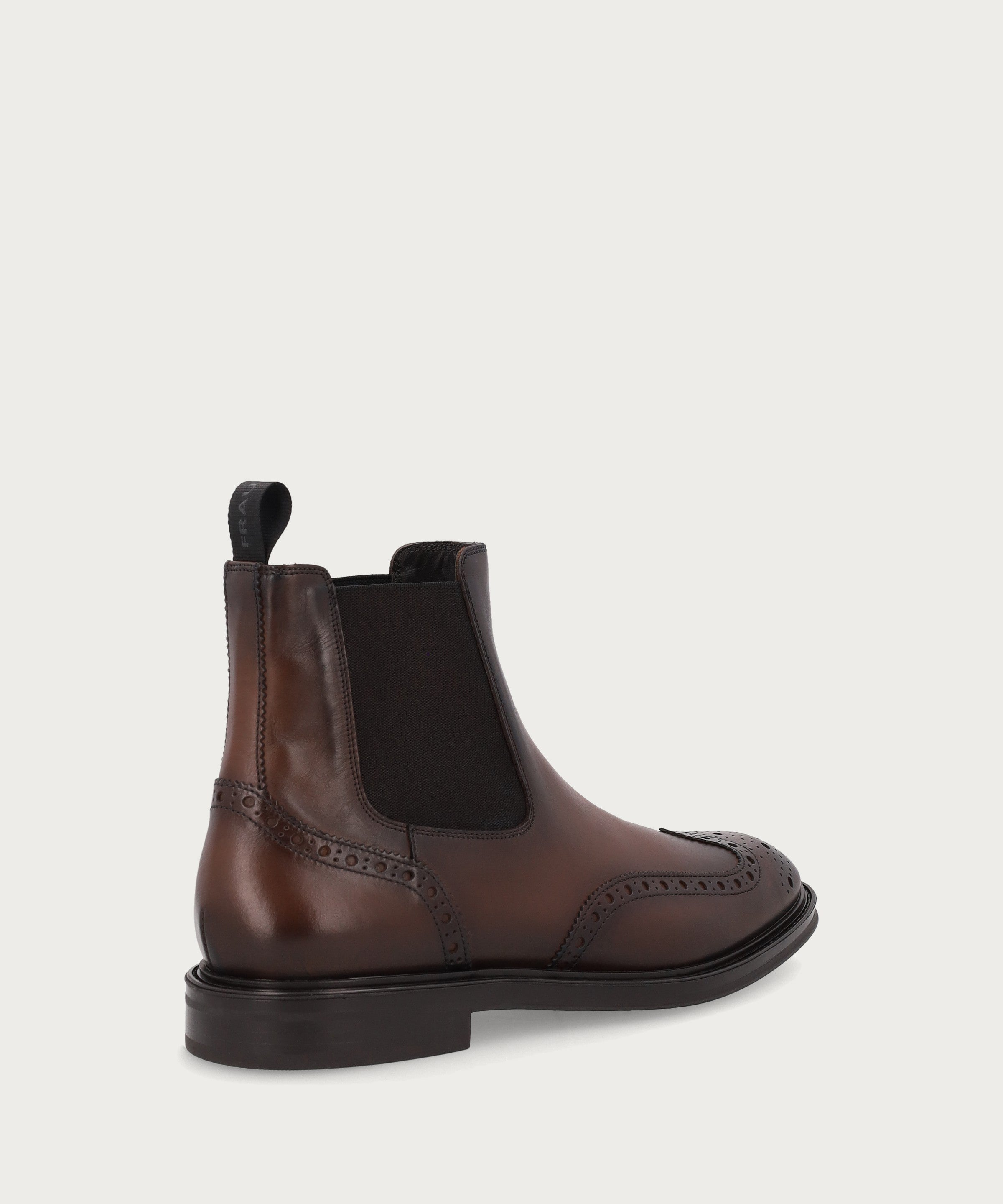 Men’s airbrushed brown leather Beatle boots with wing-tip design