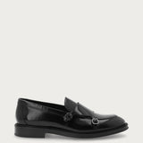 Mocassino doppia fibbia elegante Uomo in pelle lucida di vitello nera