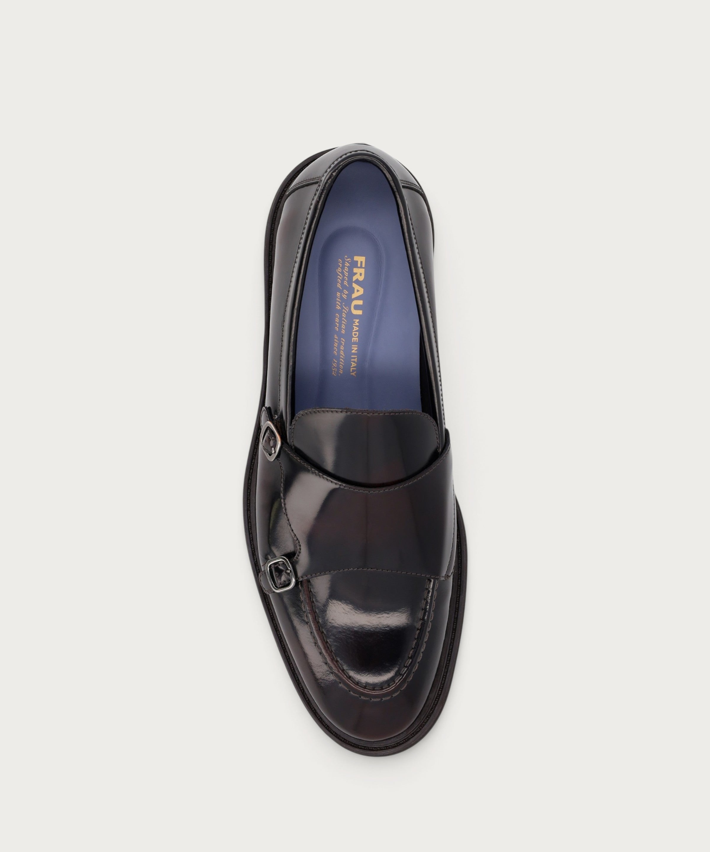 Men's double-buckle loafers in brushed smoky calfskin