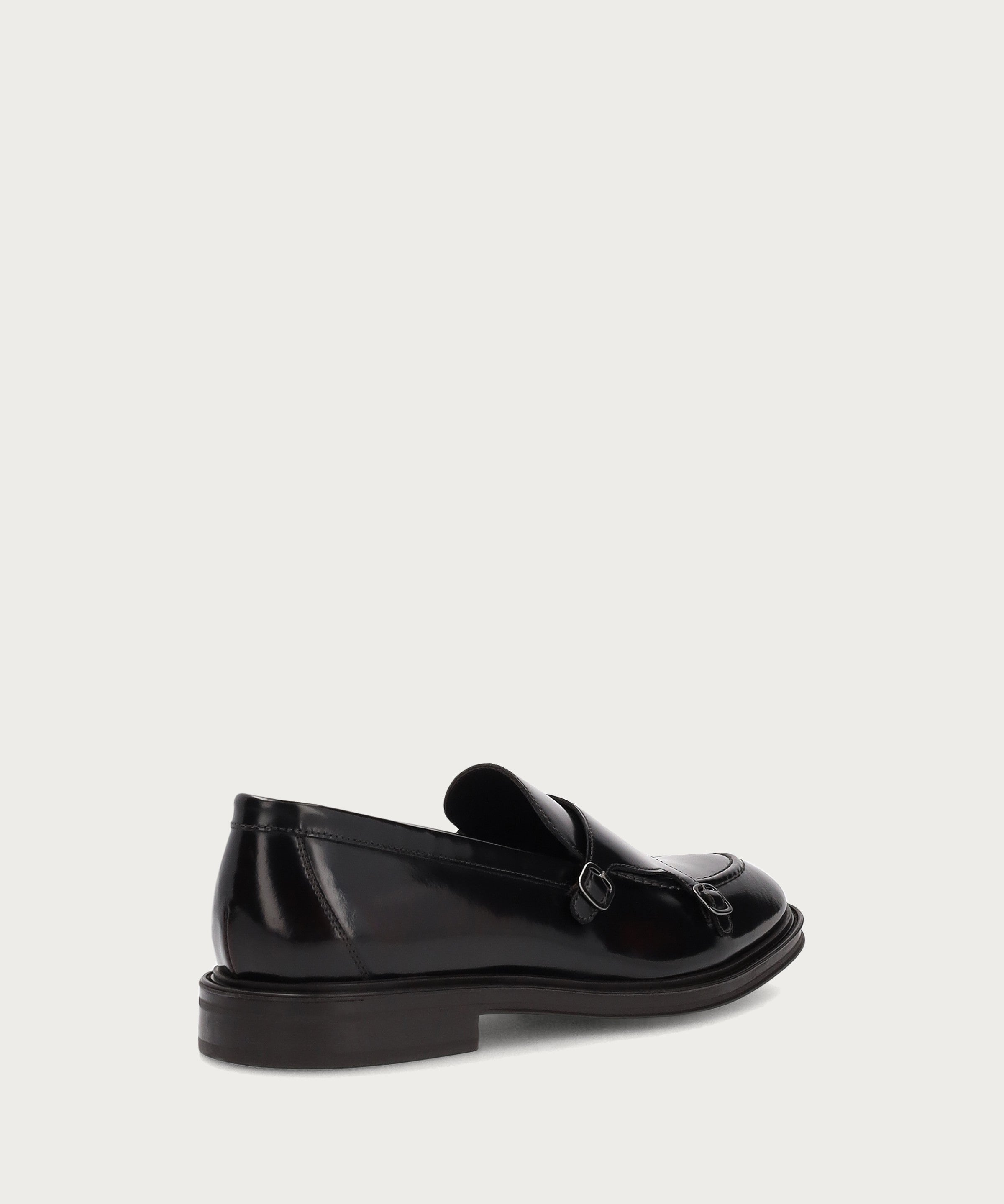 Men's double-buckle loafers in brushed smoky calfskin