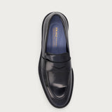 Men's elegant midnight blue polished calfskin loafers