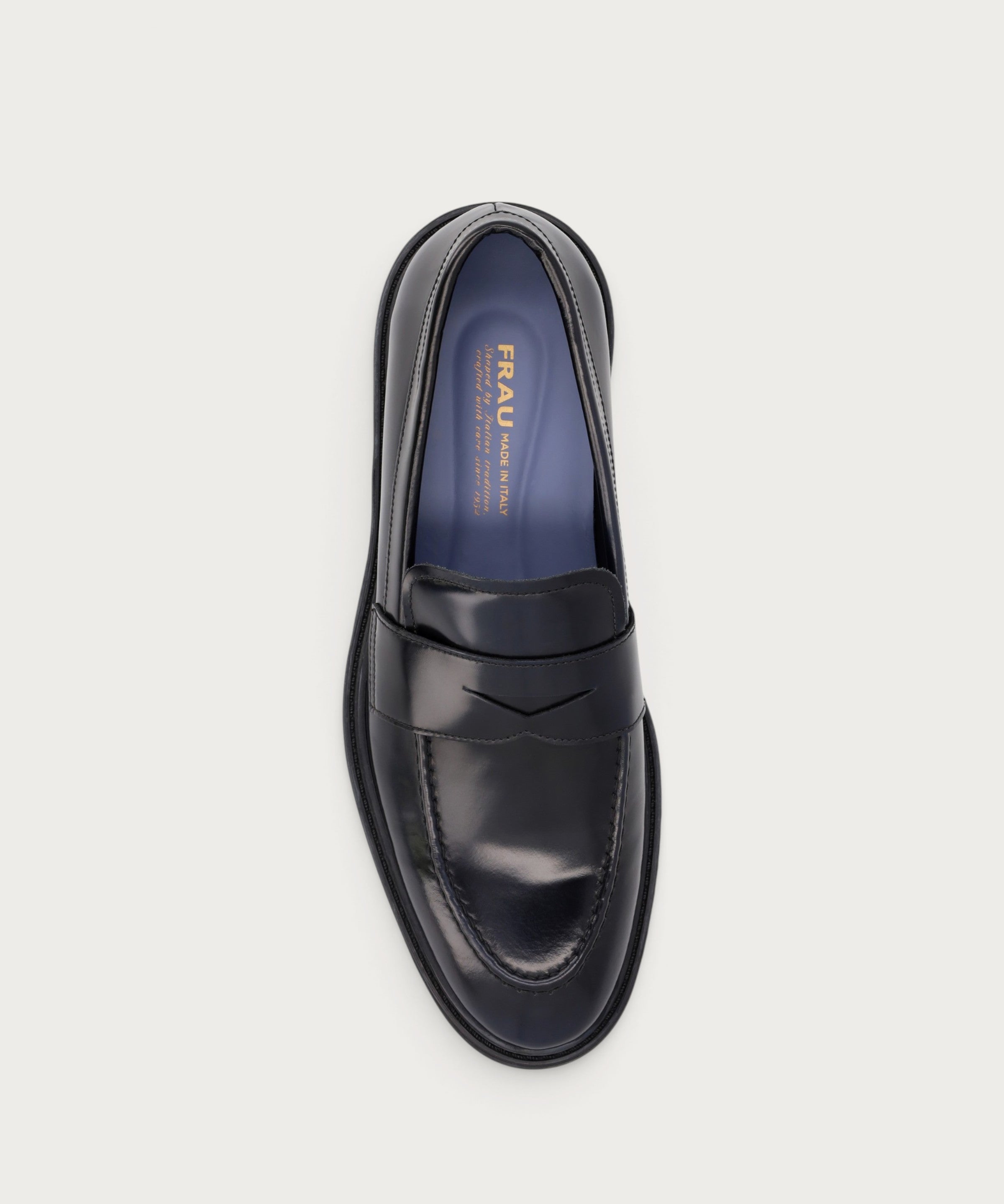 Mocassino Elegante Uomo in Pelle di Vitello lucida Blu notte