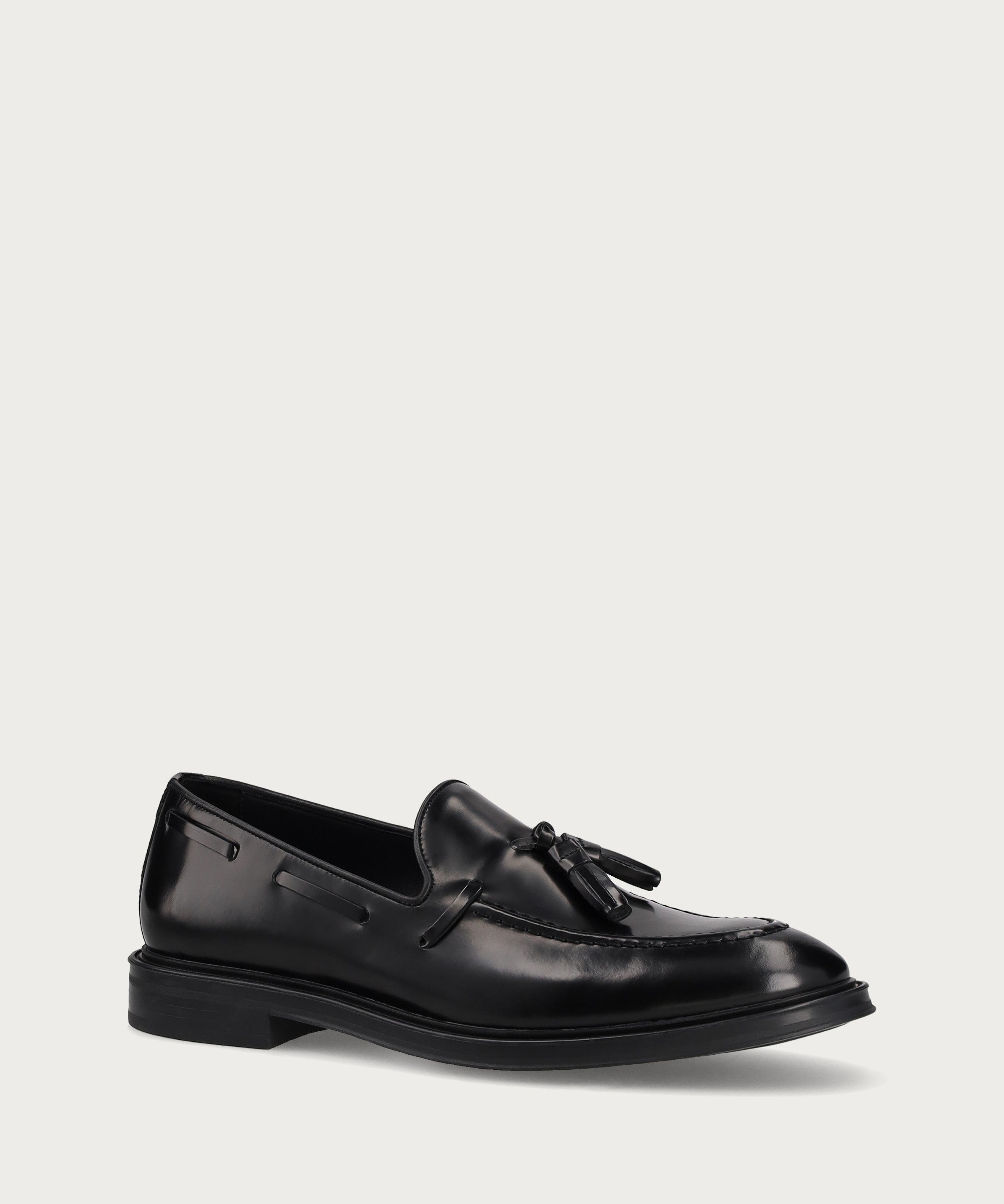 Mocassino con Nappine Elegante Uomo in Pelle di vitello lucida nera