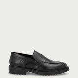 Mocassini uomo in pelle di vitello con fiore naturale nera
