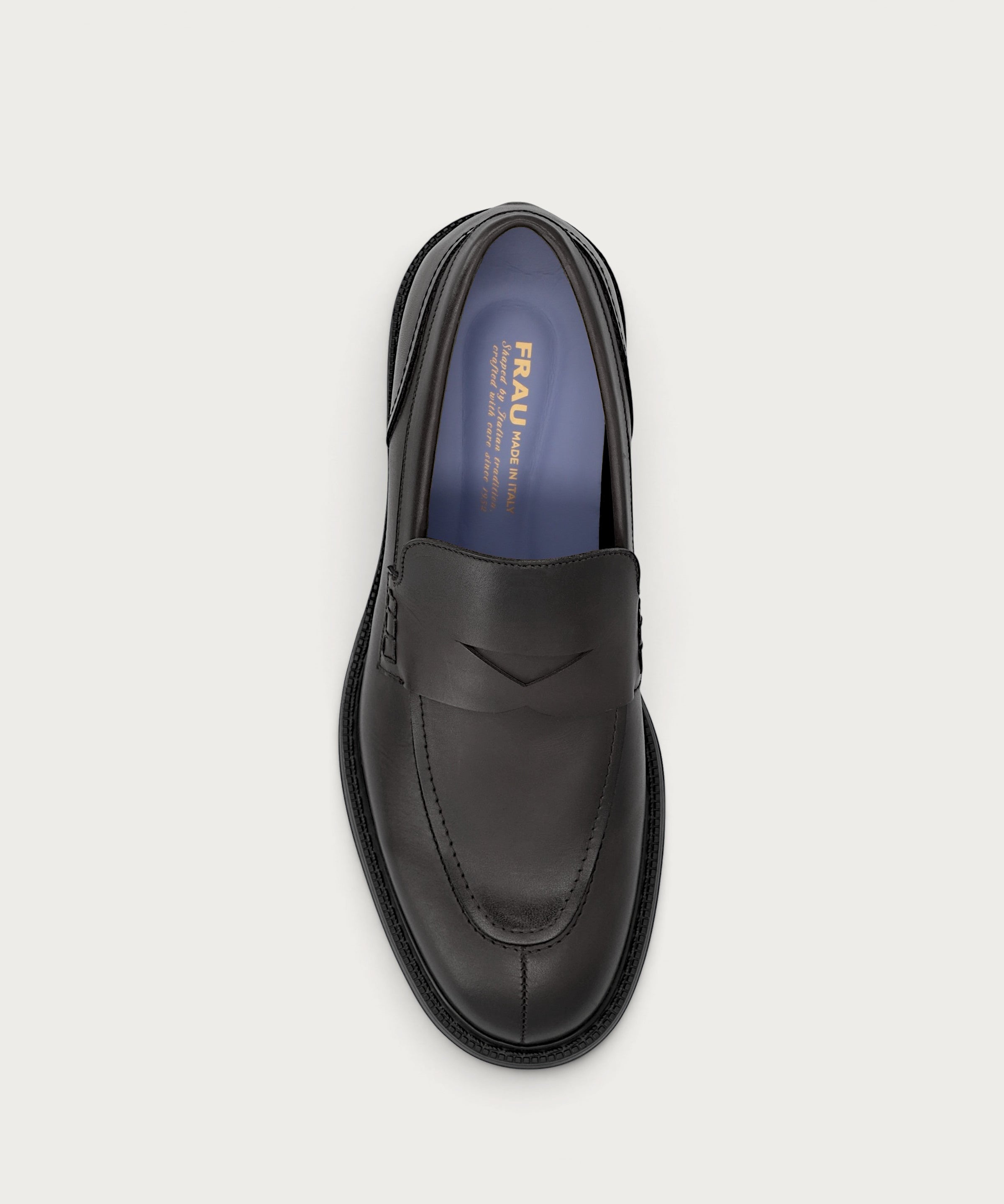 Men's loafers in natural grain black calfskin