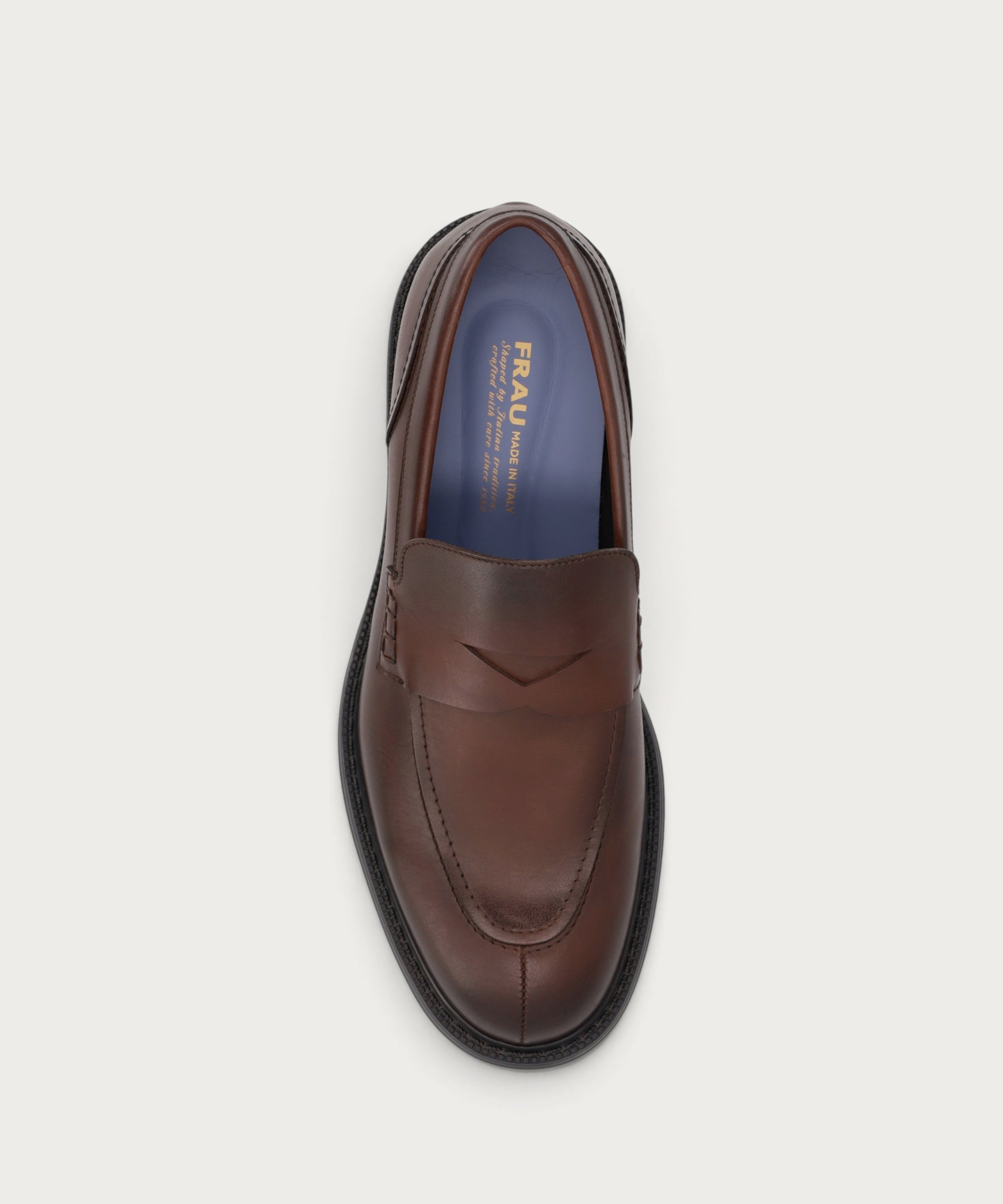 Men's loafers in natural grain brown calfskin