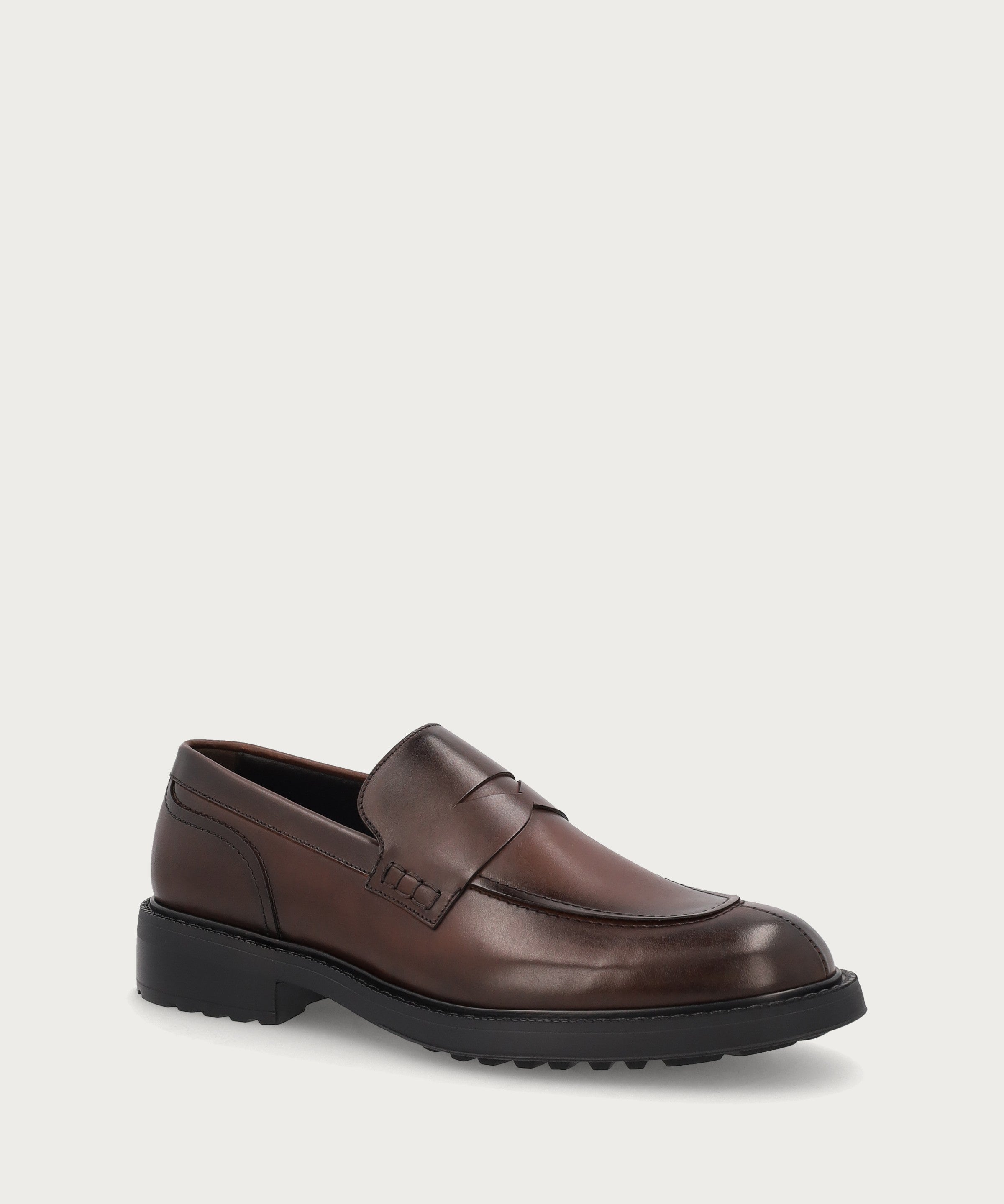 Men's loafers in natural grain brown calfskin