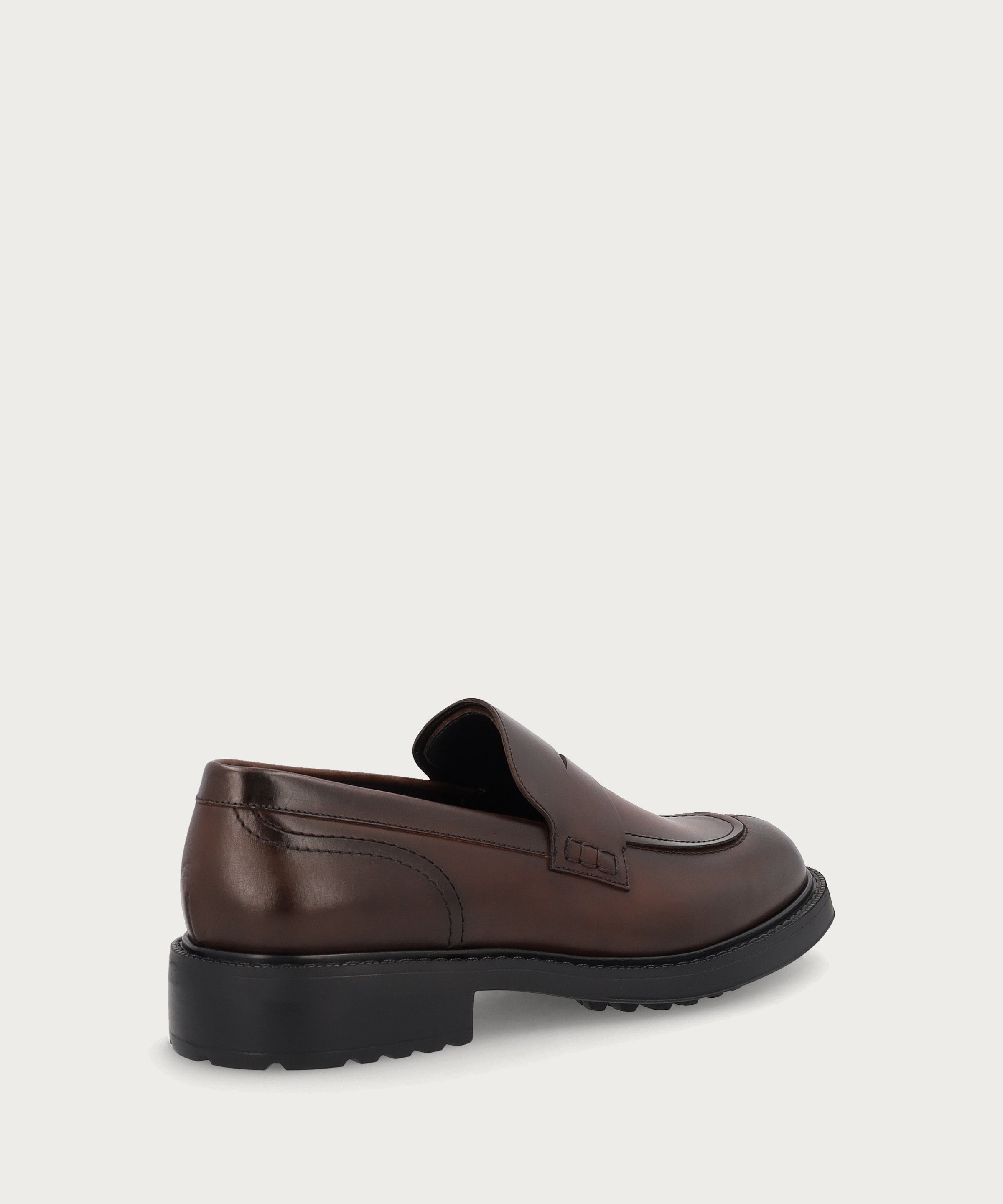 Men's loafers in natural grain brown calfskin