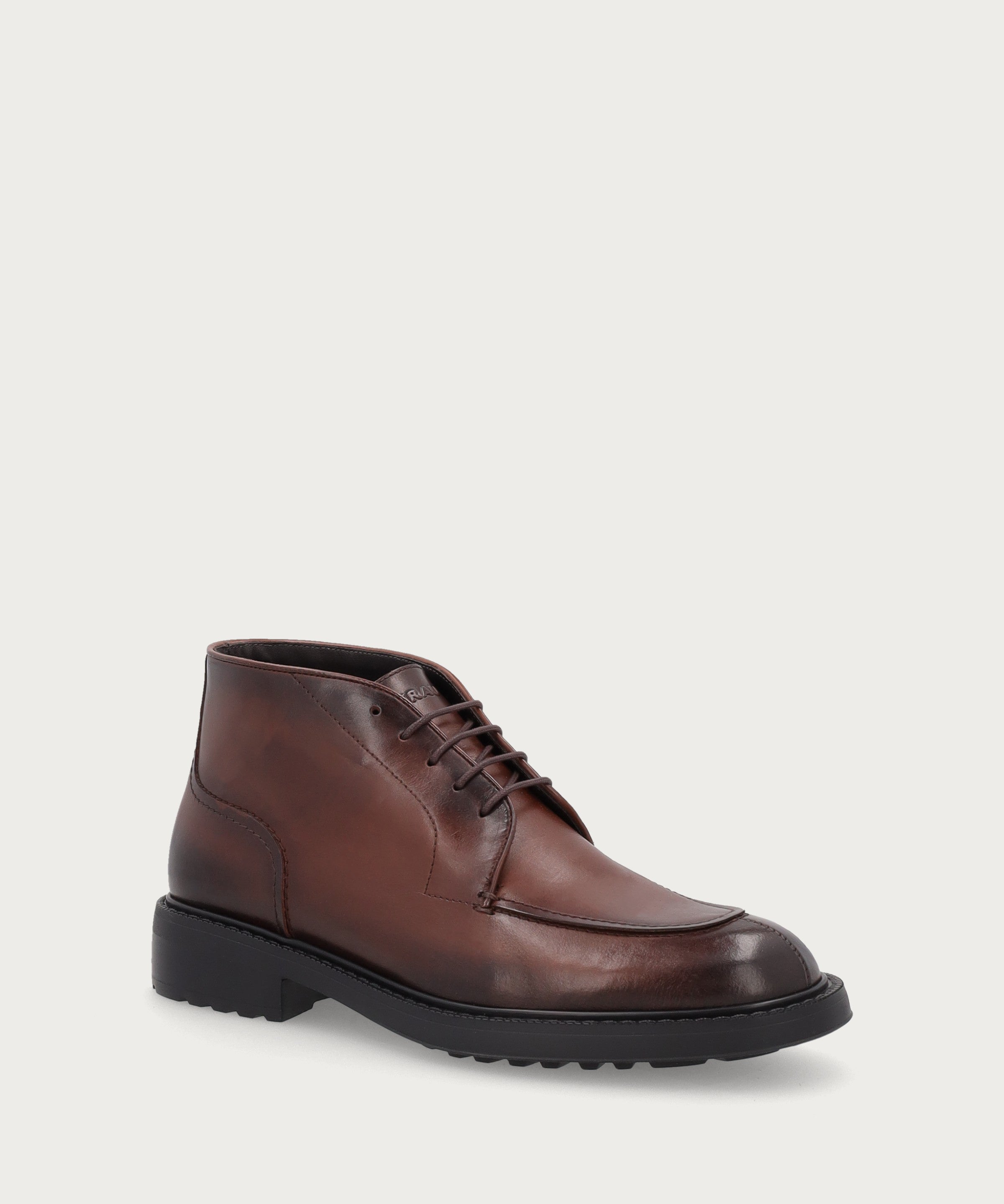 Men's lace-up ankle boots in airbrushed brown calfskin