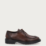 Men's moc-toe Derby shoes in airbrushed brown calfskin