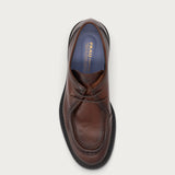 Men's moc-toe Derby shoes in airbrushed brown calfskin