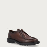 Men's moc-toe Derby shoes in airbrushed brown calfskin