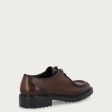 Men's moc-toe Derby shoes in airbrushed brown calfskin