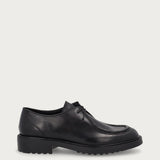 Men's moc-toe Derby shoes in black natural grain calfskin