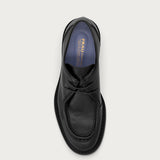 Men's moc-toe Derby shoes in black natural grain calfskin