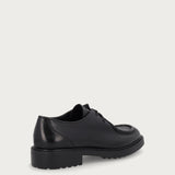 Men's moc-toe Derby shoes in black natural grain calfskin