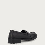 Black gathered loafers in soft natural grain leather