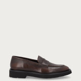 Men's ombre brown tumbled leather loafers with light sole