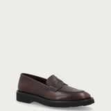 Men's ombre brown tumbled leather loafers with light sole