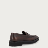 Men's ombre brown tumbled leather loafers with light sole