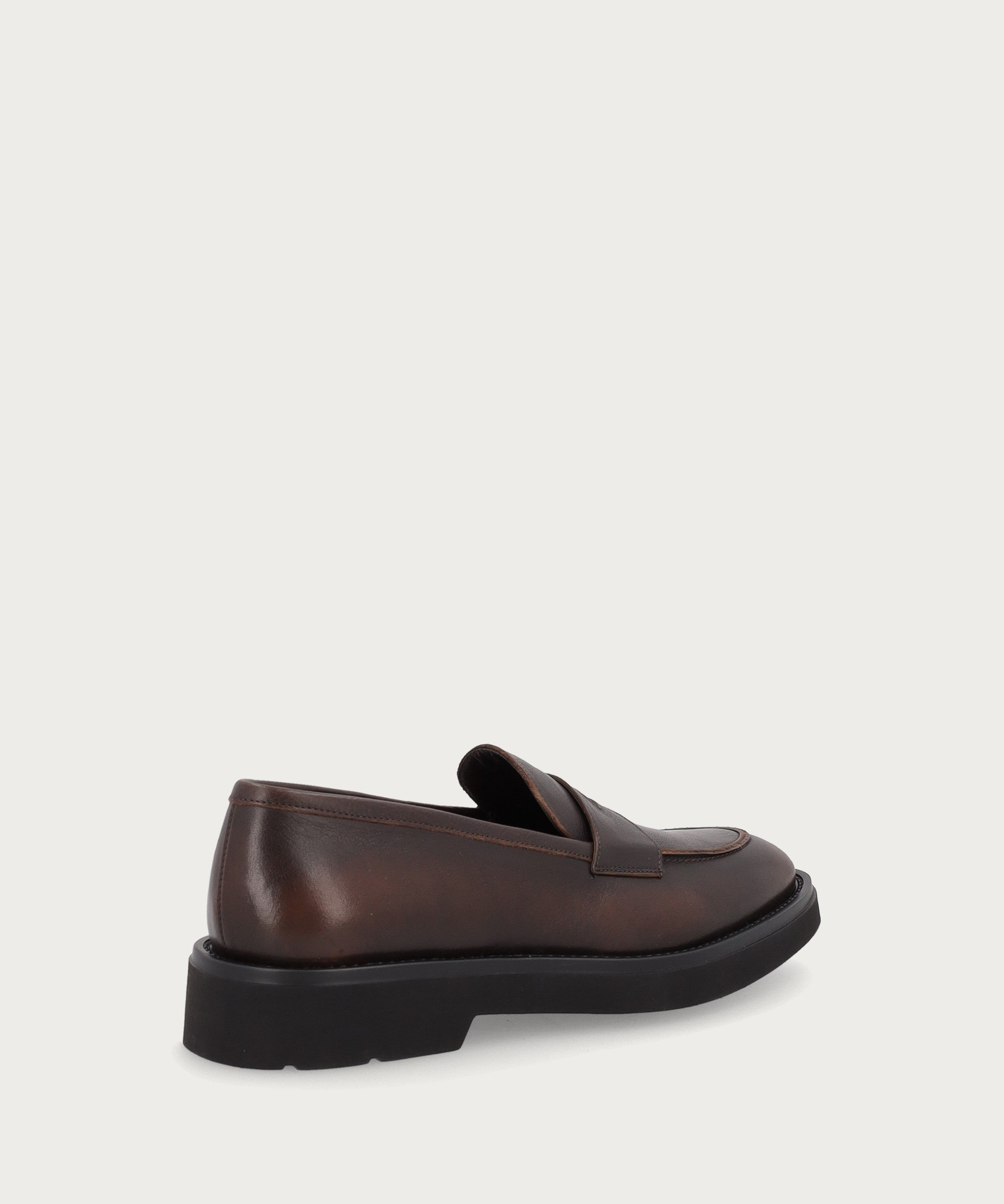 Men's ombre brown tumbled leather loafers with light sole