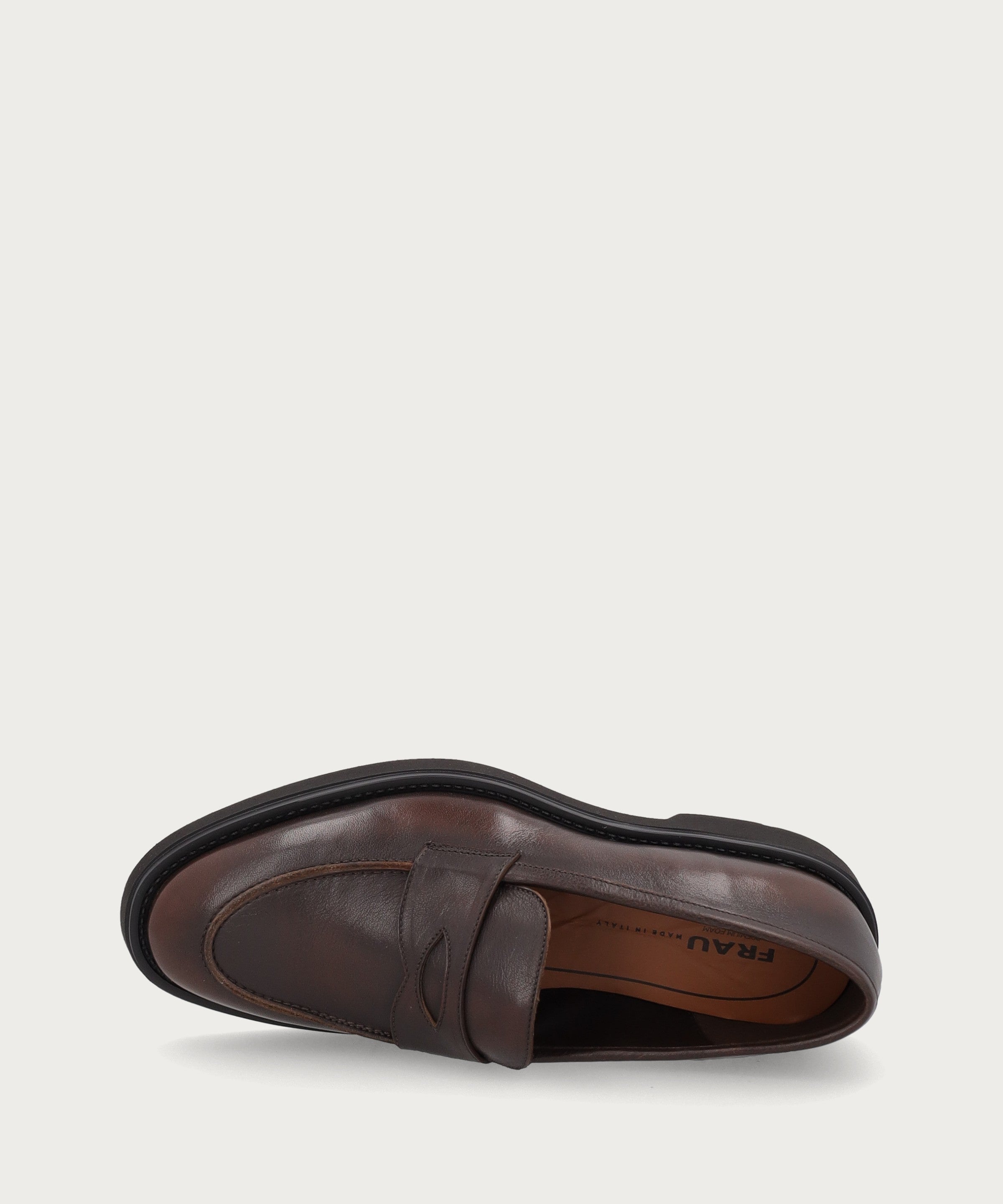 Men's ombre brown tumbled leather loafers with light sole